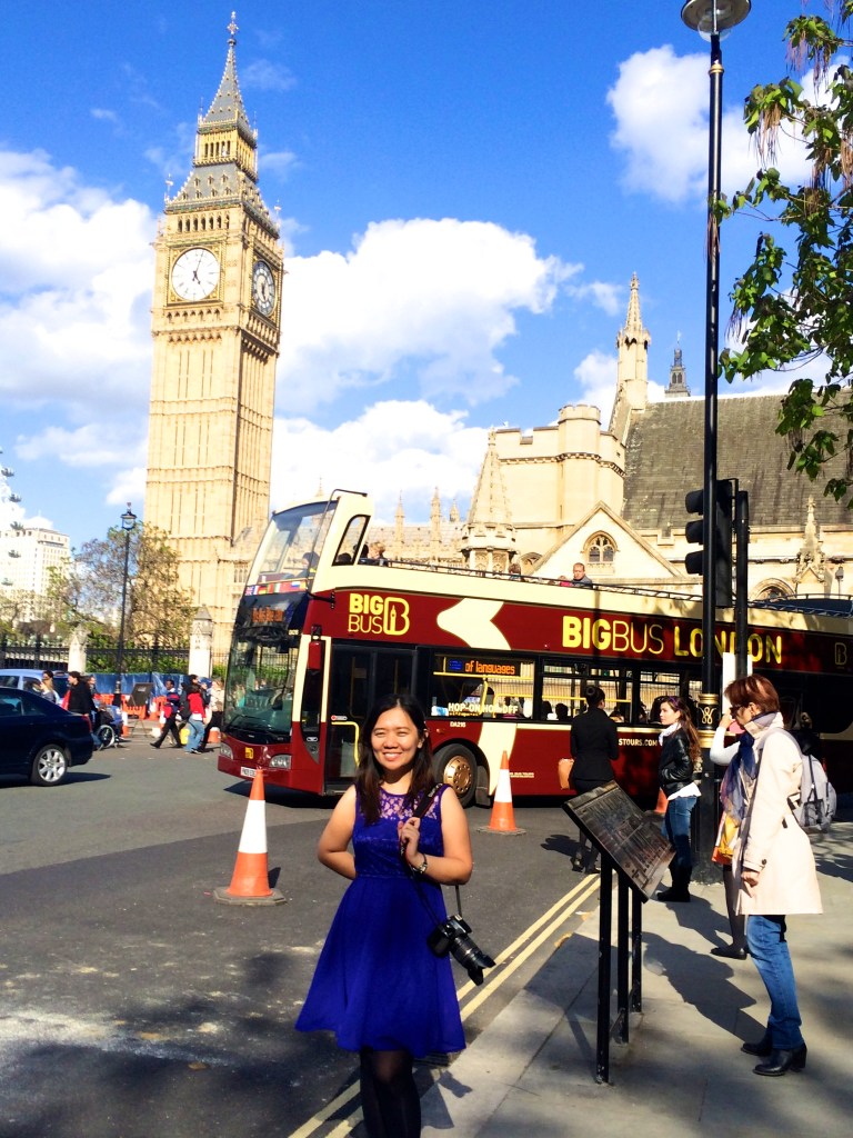 Time for the 'B's. Big Ben, Big Bus and the uber happy birthday girl.